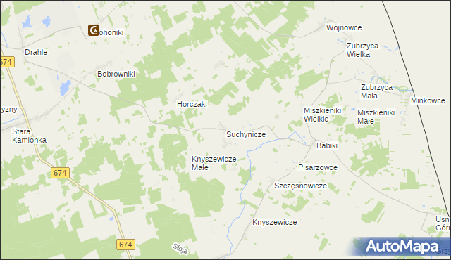mapa Suchynicze, Suchynicze na mapie Targeo