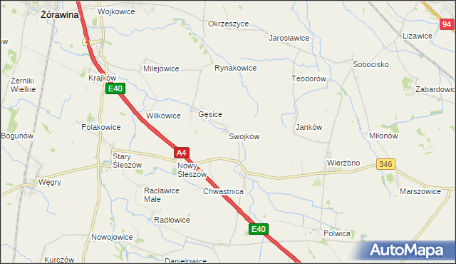 mapa Swojków gmina Domaniów, Swojków gmina Domaniów na mapie Targeo