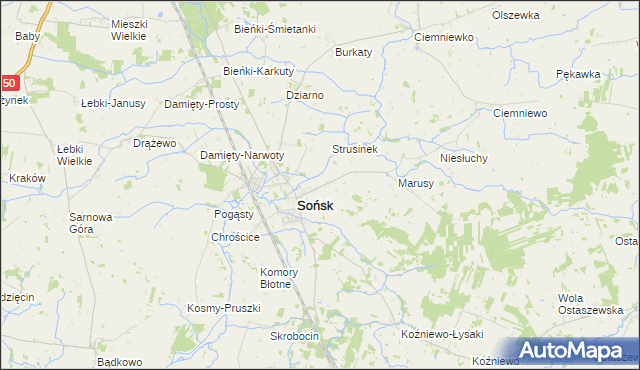 mapa Szwejki gmina Sońsk, Szwejki gmina Sońsk na mapie Targeo