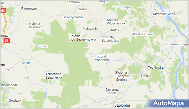 mapa Toczyski Podborne, Toczyski Podborne na mapie Targeo
