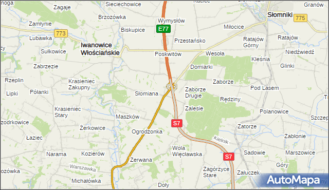 mapa Widoma gmina Iwanowice, Widoma gmina Iwanowice na mapie Targeo