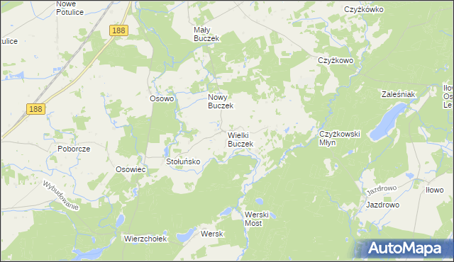 mapa Wielki Buczek gmina Lipka, Wielki Buczek gmina Lipka na mapie Targeo