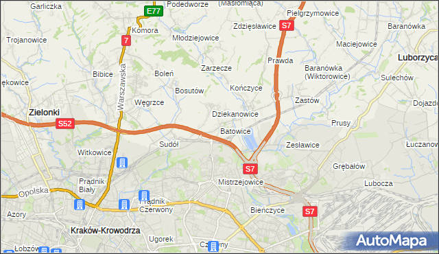 mapa Batowice, Batowice na mapie Targeo