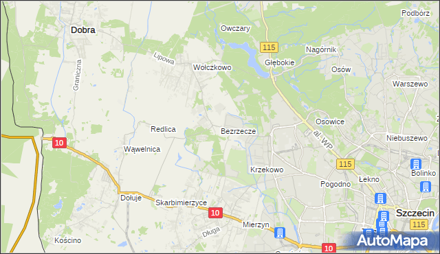 mapa Bezrzecze, Bezrzecze na mapie Targeo