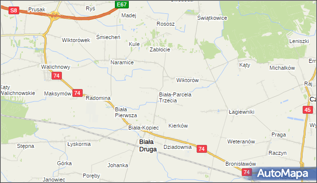 mapa Biała-Parcela Trzecia, Biała-Parcela Trzecia na mapie Targeo