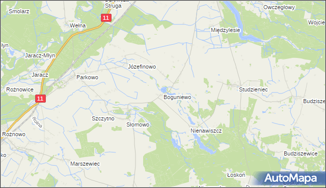 mapa Boguniewo, Boguniewo na mapie Targeo