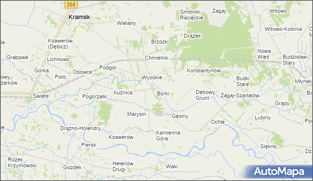 mapa Borki gmina Kramsk, Borki gmina Kramsk na mapie Targeo