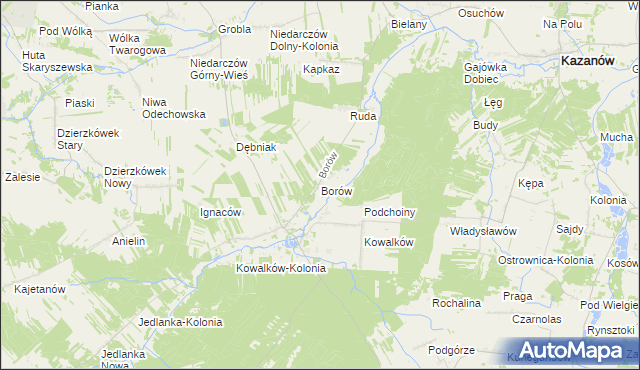 mapa Borów gmina Kazanów, Borów gmina Kazanów na mapie Targeo