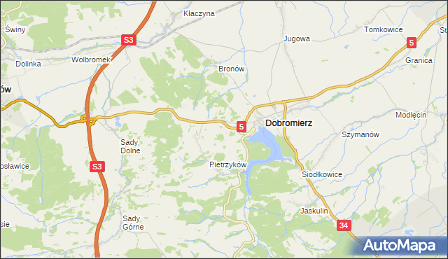 mapa Bronówek gmina Dobromierz, Bronówek gmina Dobromierz na mapie Targeo