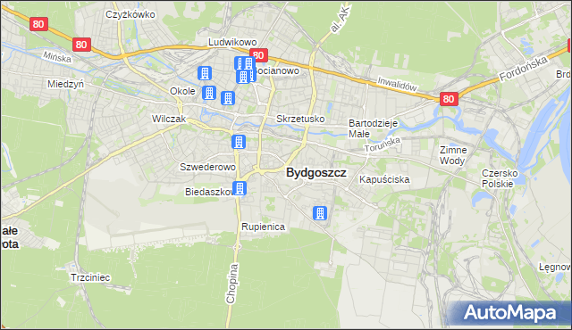 mapa Bydgoszczy, Bydgoszcz na mapie Targeo