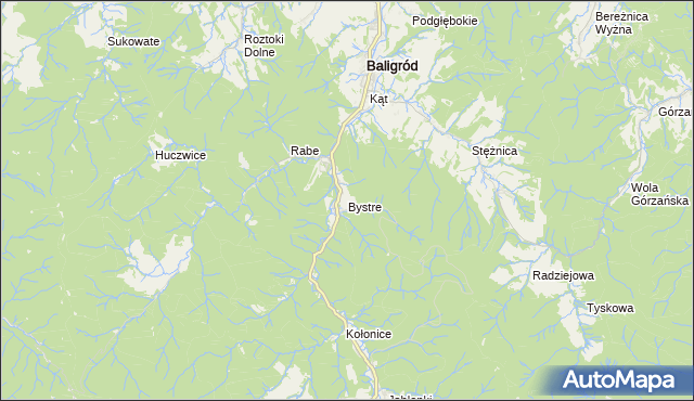 mapa Bystre gmina Baligród, Bystre gmina Baligród na mapie Targeo