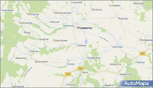mapa Cierpice gmina Przeworno, Cierpice gmina Przeworno na mapie Targeo