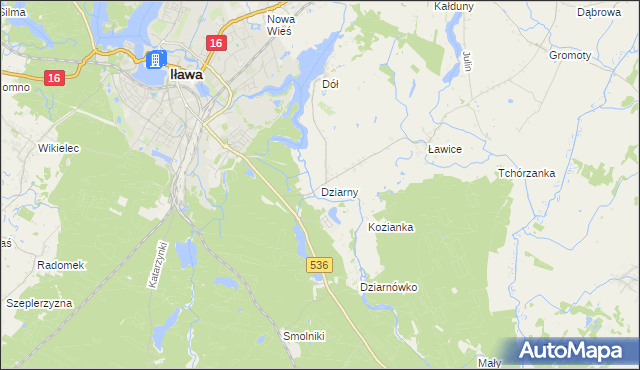 mapa Dziarny, Dziarny na mapie Targeo
