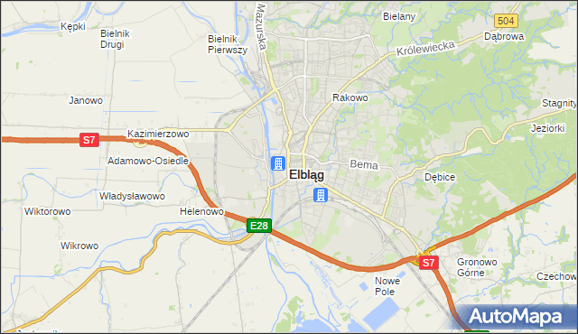 mapa Elbląga, Elbląg na mapie Targeo