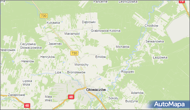 mapa Emilów, Emilów na mapie Targeo