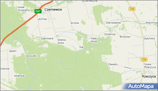 mapa Gaj gmina Czerniewice, Gaj gmina Czerniewice na mapie Targeo