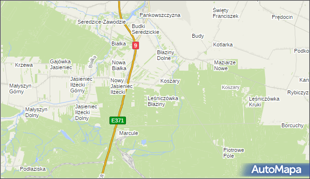 mapa Gajówka Maziarze k/Koszary, Gajówka Maziarze k/Koszary na mapie Targeo