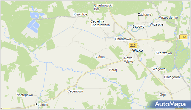 mapa Górka gmina Wicko, Górka gmina Wicko na mapie Targeo