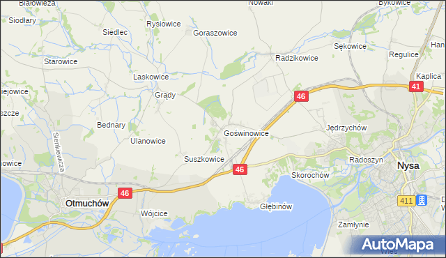 mapa Goświnowice, Goświnowice na mapie Targeo