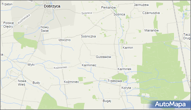 mapa Gustawów gmina Dobrzyca, Gustawów gmina Dobrzyca na mapie Targeo