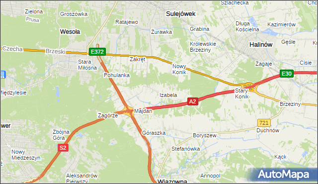 mapa Izabela gmina Wiązowna, Izabela gmina Wiązowna na mapie Targeo