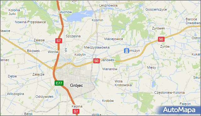 mapa Janówek gmina Grójec, Janówek gmina Grójec na mapie Targeo
