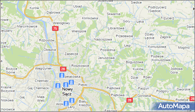 mapa Januszowa, Januszowa na mapie Targeo