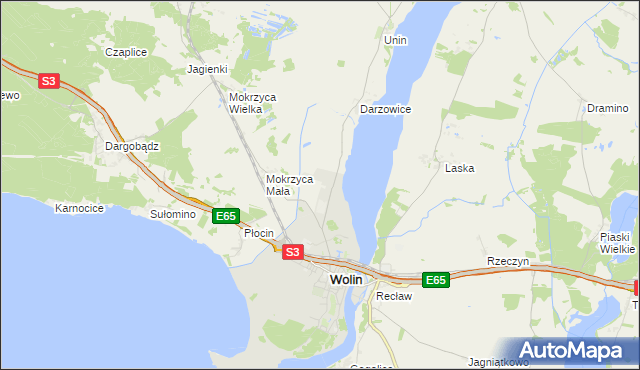 mapa Jaromierz gmina Wolin, Jaromierz gmina Wolin na mapie Targeo