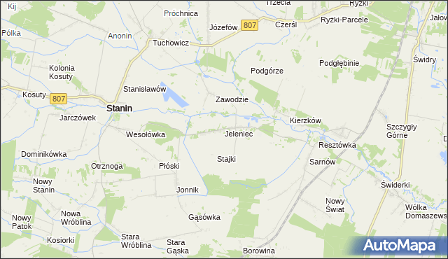 mapa Jeleniec gmina Stanin, Jeleniec gmina Stanin na mapie Targeo