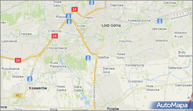 mapa Józefów gmina Łódź, Józefów gmina Łódź na mapie Targeo