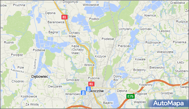 mapa Kiczyce, Kiczyce na mapie Targeo