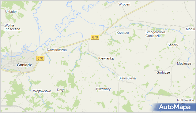 mapa Klewianka, Klewianka na mapie Targeo