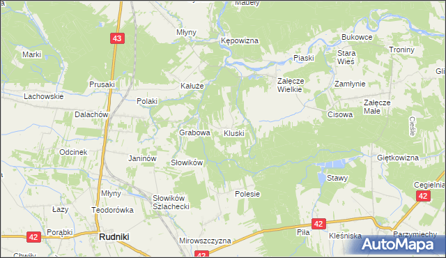 mapa Kluski gmina Pątnów, Kluski gmina Pątnów na mapie Targeo