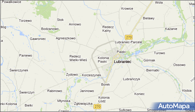 mapa Kolonia Piaski gmina Lubraniec, Kolonia Piaski gmina Lubraniec na mapie Targeo