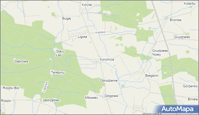mapa Korytnica gmina Raszków, Korytnica gmina Raszków na mapie Targeo