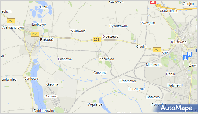 mapa Kościelec gmina Pakość, Kościelec gmina Pakość na mapie Targeo