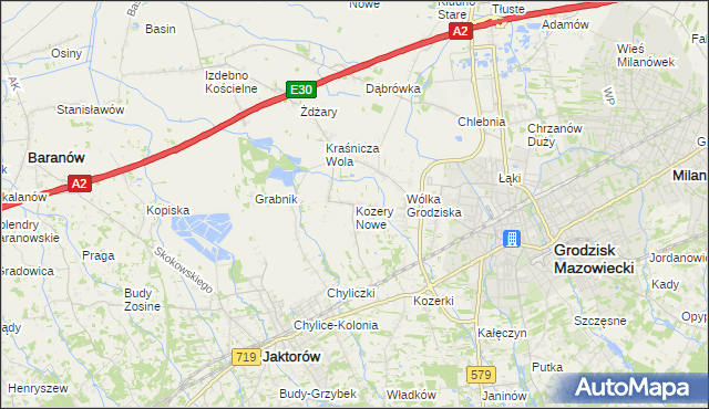 mapa Kozery Nowe, Kozery Nowe na mapie Targeo