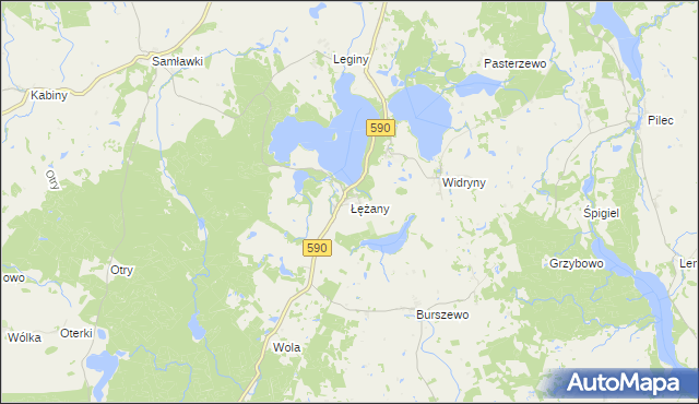 mapa Łężany gmina Reszel, Łężany gmina Reszel na mapie Targeo