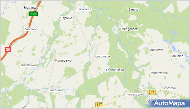 mapa Łosośnica, Łosośnica na mapie Targeo