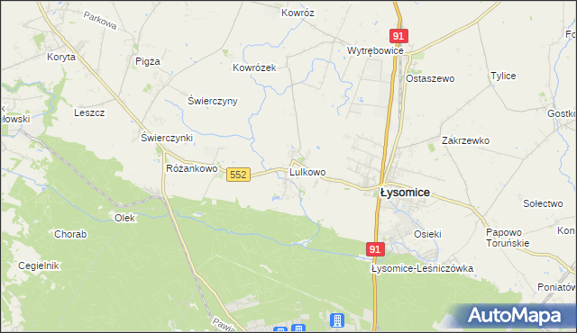 mapa Lulkowo gmina Łysomice, Lulkowo gmina Łysomice na mapie Targeo