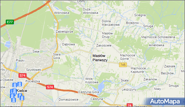 mapa Masłów Pierwszy, Masłów Pierwszy na mapie Targeo