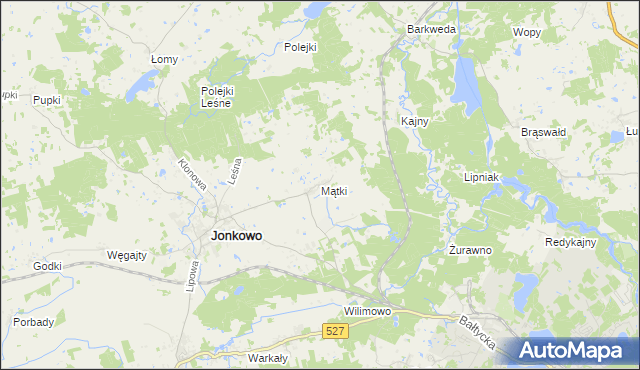 mapa Mątki gmina Jonkowo, Mątki gmina Jonkowo na mapie Targeo