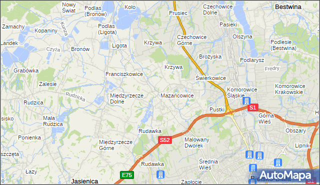 mapa Mazańcowice, Mazańcowice na mapie Targeo