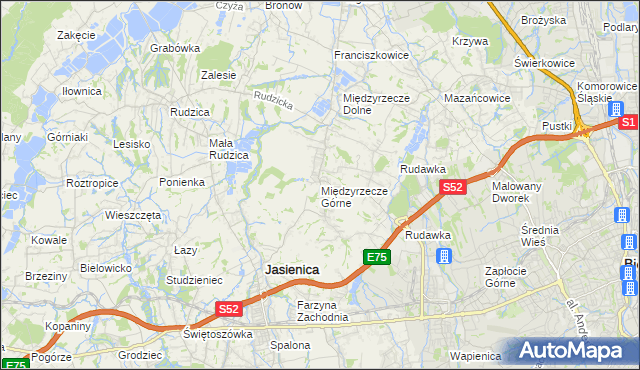 mapa Międzyrzecze Górne, Międzyrzecze Górne na mapie Targeo