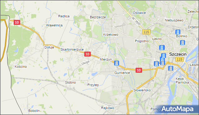 mapa Mierzyn gmina Dobra (Szczecińska), Mierzyn gmina Dobra (Szczecińska) na mapie Targeo