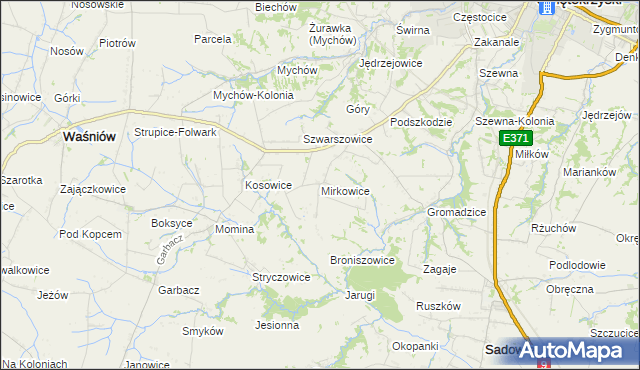 mapa Mirkowice gmina Bodzechów, Mirkowice gmina Bodzechów na mapie Targeo