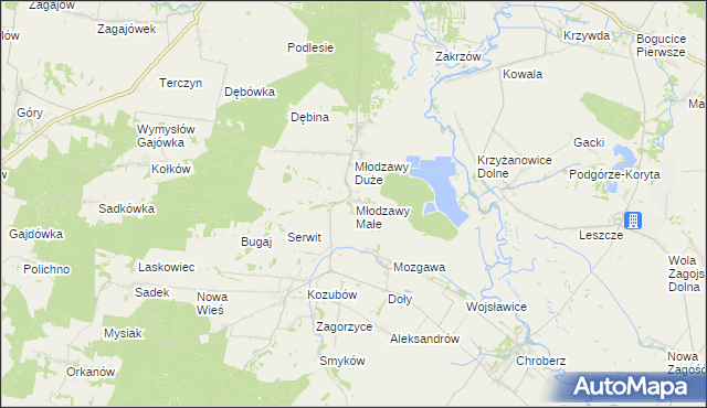 mapa Młodzawy Małe, Młodzawy Małe na mapie Targeo