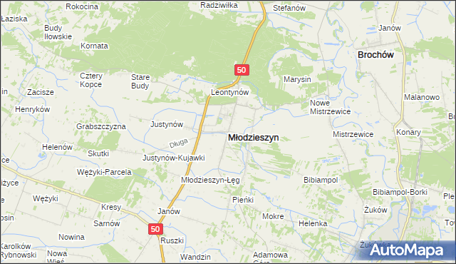 mapa Młodzieszyn, Młodzieszyn na mapie Targeo