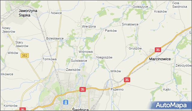 mapa Niegoszów, Niegoszów na mapie Targeo