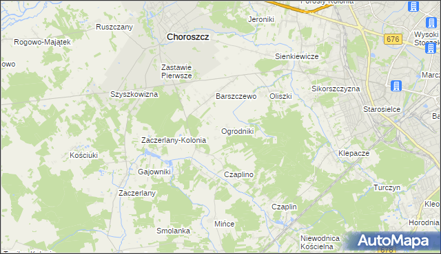 mapa Ogrodniki gmina Choroszcz, Ogrodniki gmina Choroszcz na mapie Targeo